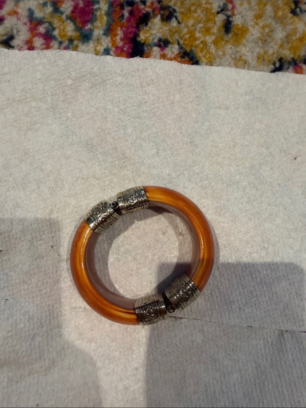 Konstantino Amber-Tone Resin Bracelet with Silver Accents